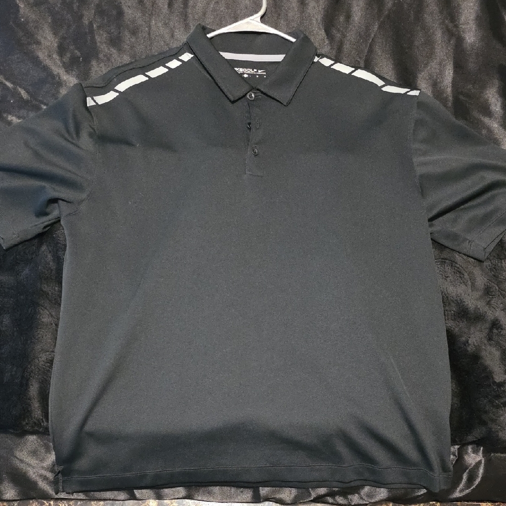 Nike Golf Men's Black Polo with Contrast Shoulder Stripes